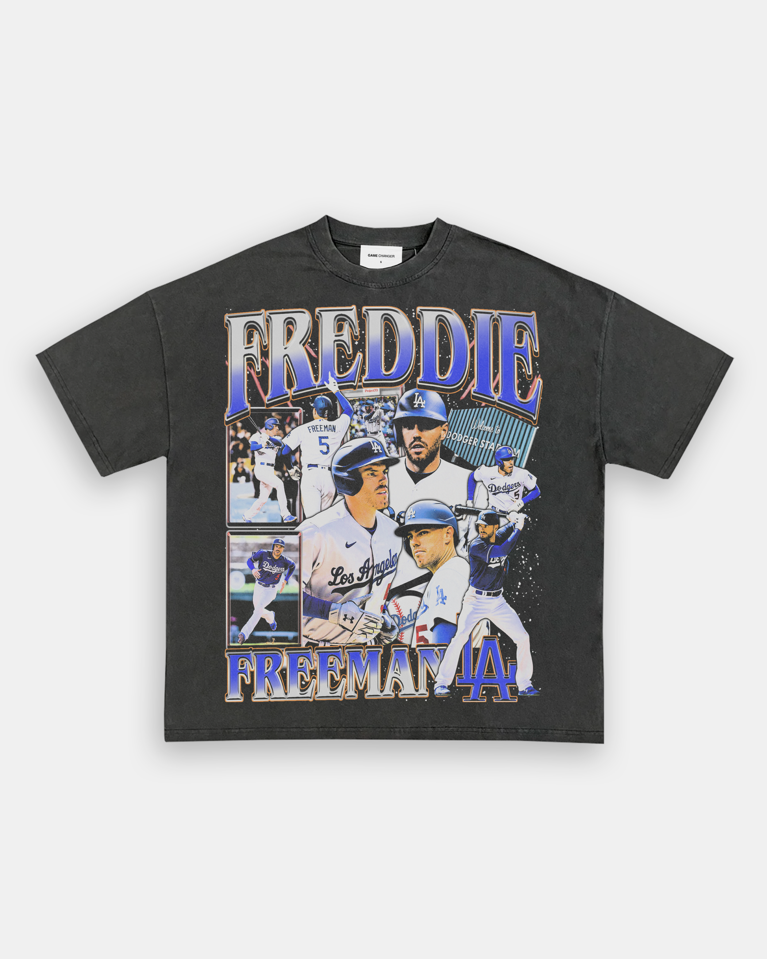  Freddie Freeman 3/4 Sleeve T-Shirt (Baseball Tee, X-Small,  Royal/Ash) - Freddie Freeman Los Angeles Font : Sports & Outdoors