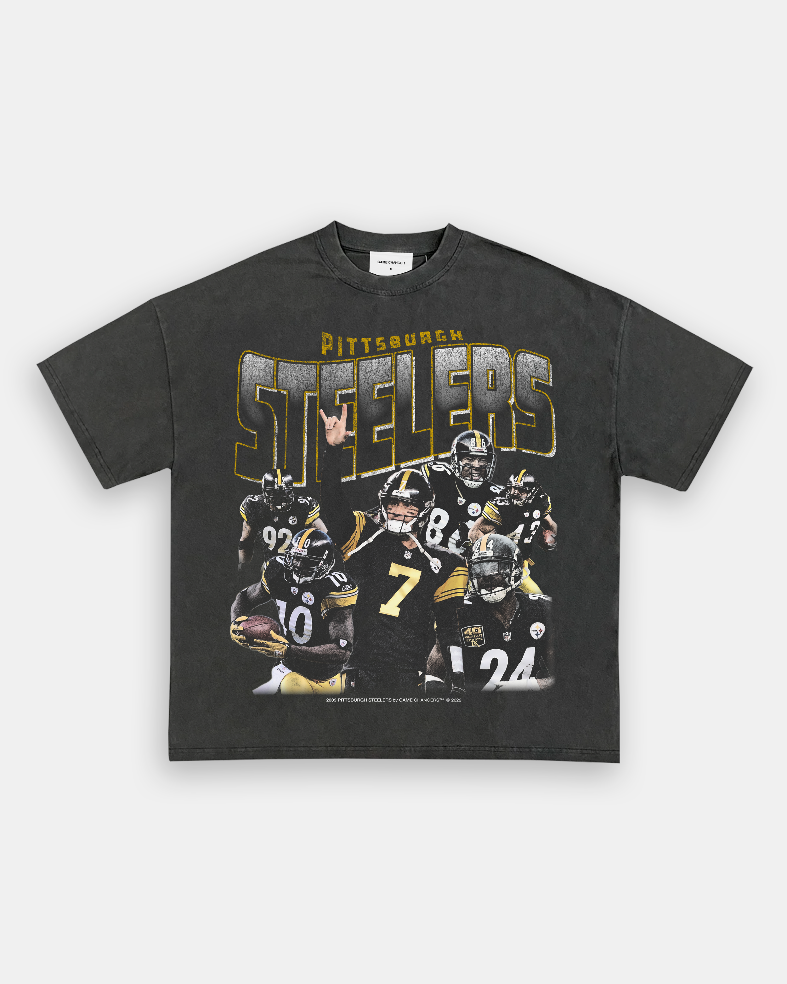 NFL Pittsburgh Steelers Short Sleeve Tee Retro Logo T Shirt, Black, Men's L  NWT