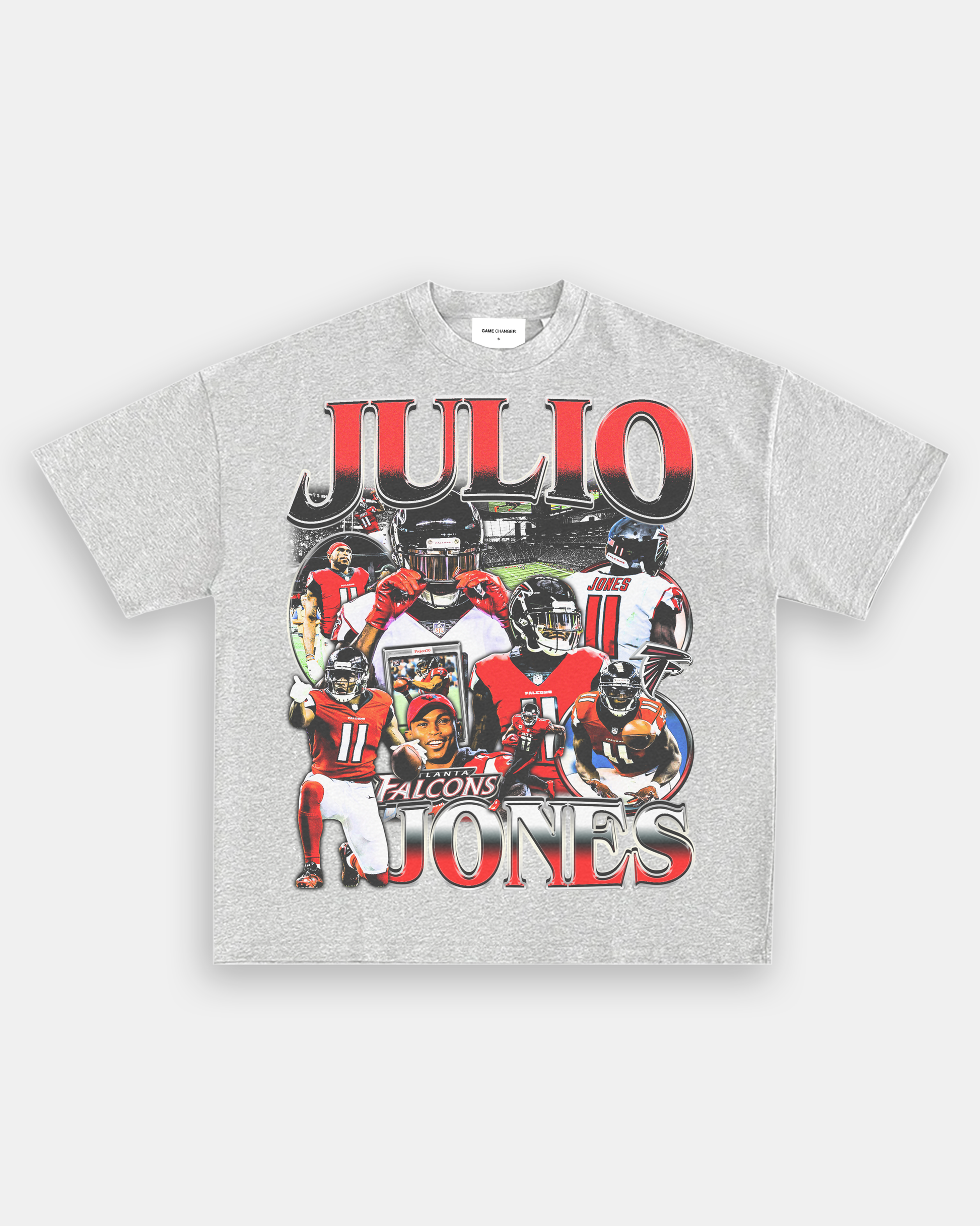 Women's Julio Jones Name & Number Slim Fit T-Shirt - Ash - Tshirtsedge