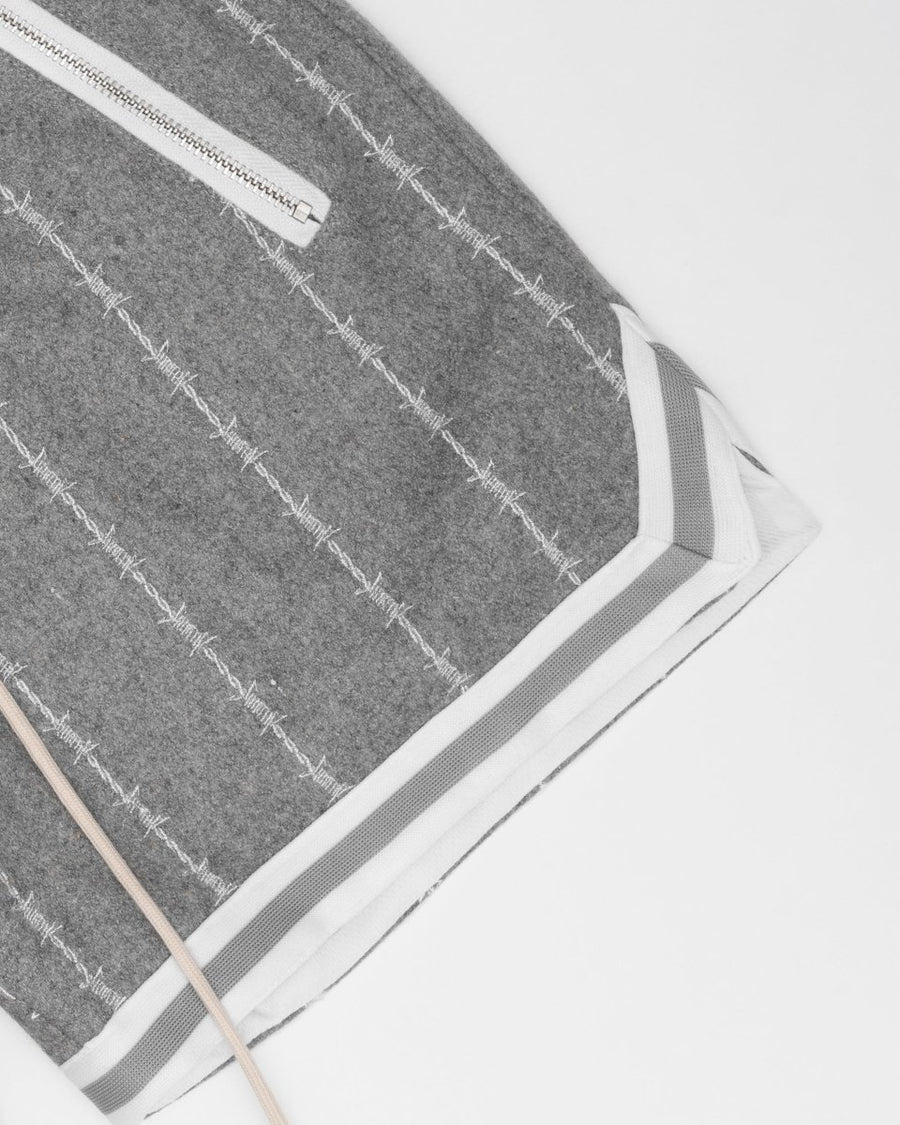 WOOL BARBSTRIPE LUXURY SHORTS (GRAY) - GAME CHANGERS