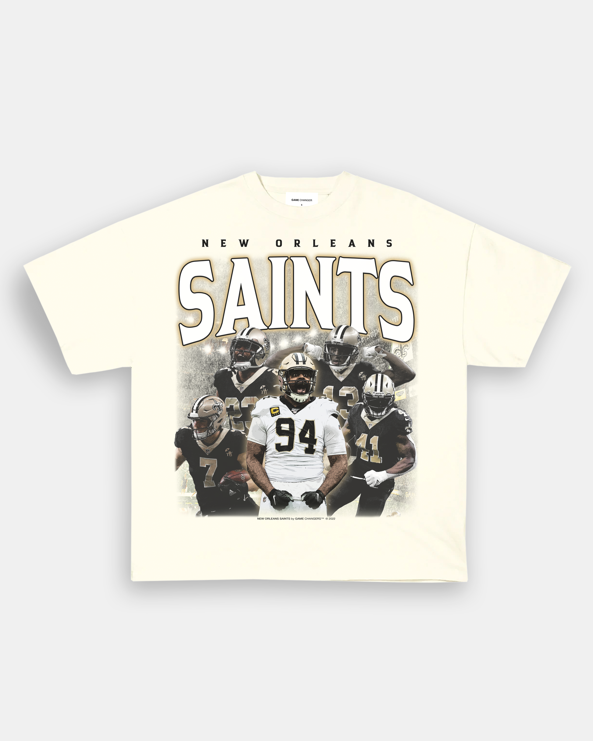 New Orleans Saints White Iconic Cotton Stealth Transition T-Shirt