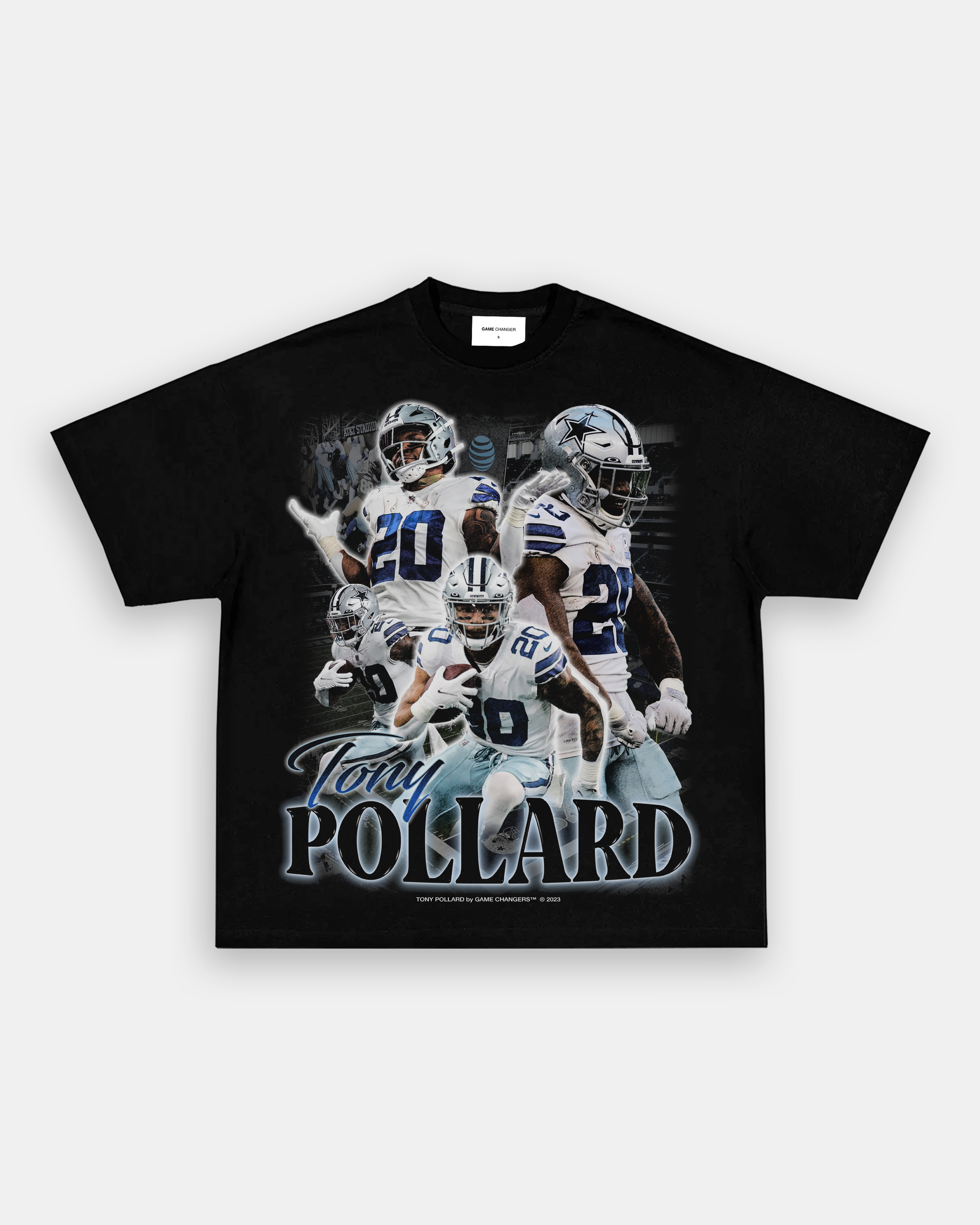 Tony Pollard Dallas Cowboys Men's by Name & Number Logo T-Shirt - Ash