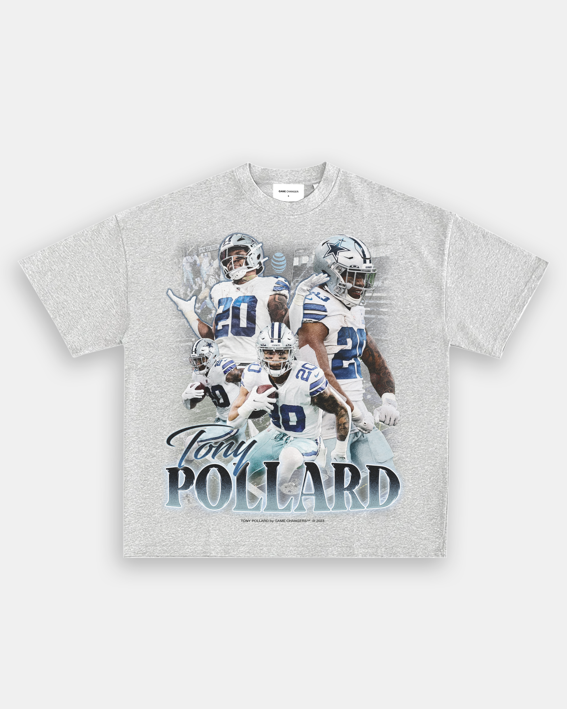 Tony Pollard Dallas Cowboys Men's by Name & Number Logo T-Shirt - Ash